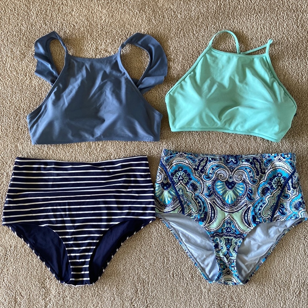 Aerie Swim Bundle - 2 hi-rise bottoms & 2 bikini tops. Size XL.